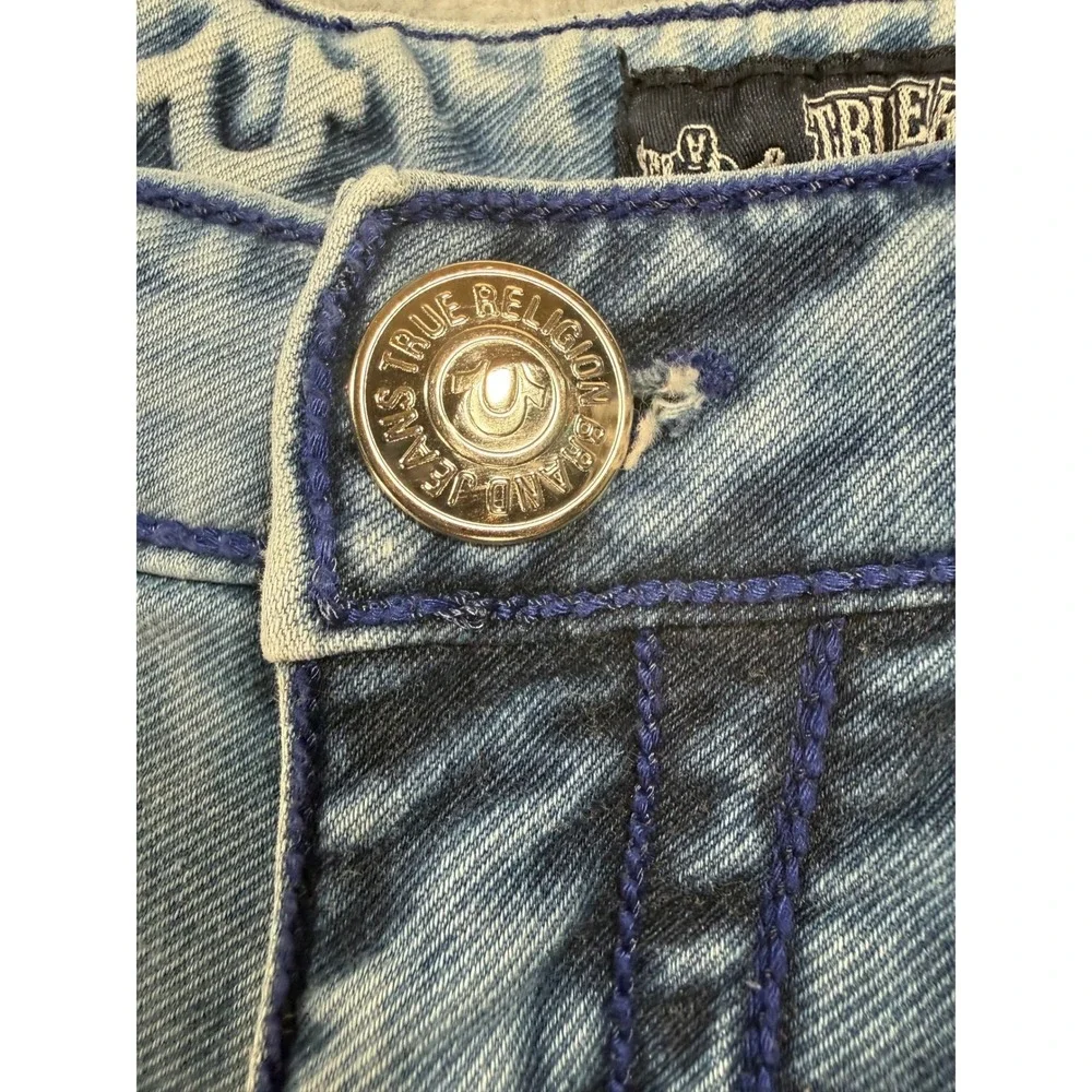 True Religion World Tour 36x29 Light Acid Wash Straight Leg Jeans USA Made Flap